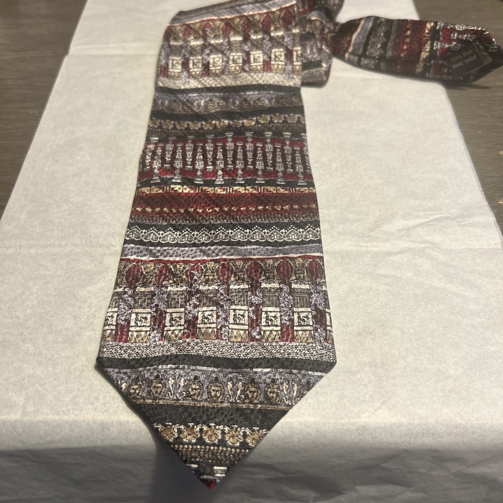 Dani Moda Maschile men's silk striped neck tie pre-owned Excellent 60x3-3/4"